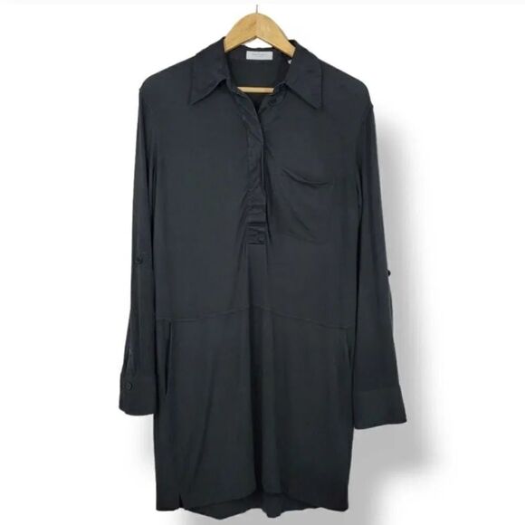 Equipment Revolve Mavea Silk and Modal Jersey Knit Dress in True Black Size S - Picture 10 of 11